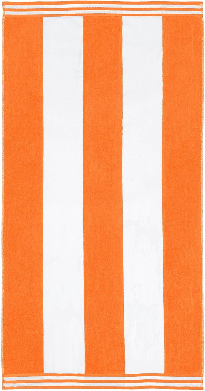 Superior Cotton Nautical Stripe Beach Towels, Colorful Towels for Adult, Kid, Pool, Swimming, Sand, Travel, Large Oversized, Absorbent, Fast Drying, Bath Basics, Cabana Collection, 1 Piece, Orange - Image 2