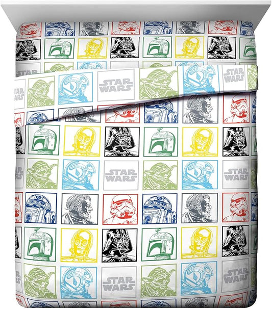 Jay Franco Kids Sheet Set with Fitted, Flat Sheets & Pillow Cover - Ultra-Soft Bedding with Pillowcase for Room Decor, Multi - Star Wars, 4 Piece Queen by JayFranco