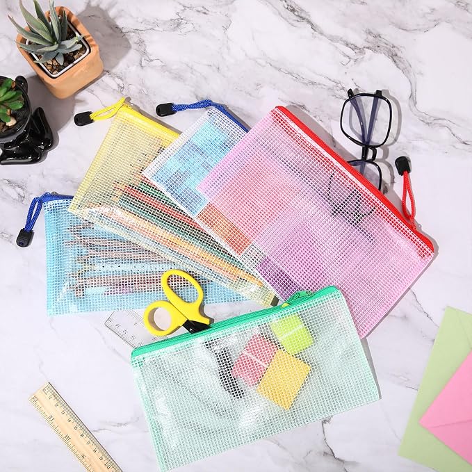 Harloon 150 Pack Pencil Pouch Bulk Gifts Graduation Mesh Zipper Pencil Cases 9.5 x 4.5 Inch Small Clear Holder Storage Multipurpose Cosmetics Toiletry Bags for Office Bill Travel(5 Colors) - Image 4