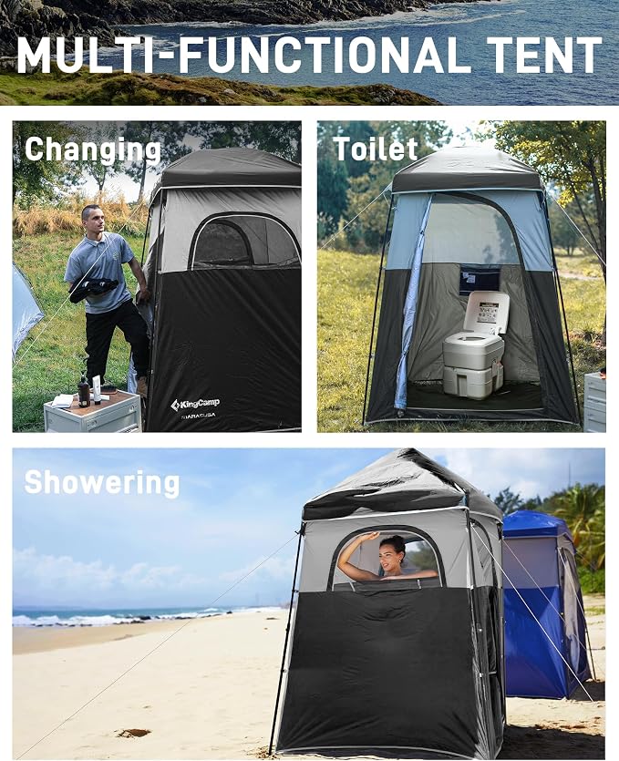 KingCamp Shower Tent, Portable Privacy Tent Outdoor Camping 1/2 Room Toilet Tents with Shower Bag & Dressing Room for Beach, Camping & Hiking - Image 7
