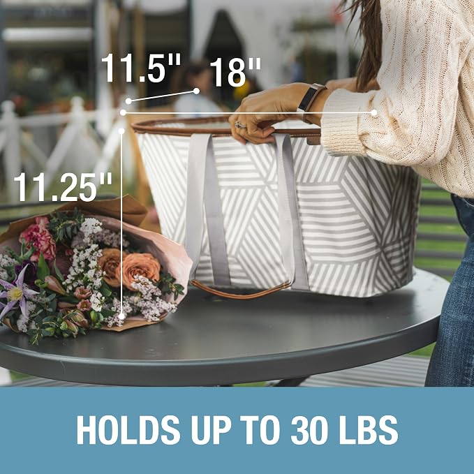 CleverMade Collapsible LUXE Tote, 30L Foldable Grocery Shopping Bag, Reusable - Image 5