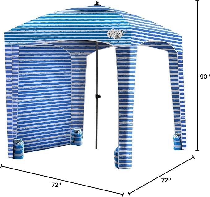 Qipi Beach Cabanas for Sand, Beach Canopy with Sandbags & Side Wall for Family, Easy Set Up Sun Shelter, UPF 50+ UV Protection with Roof Vent - Image 10