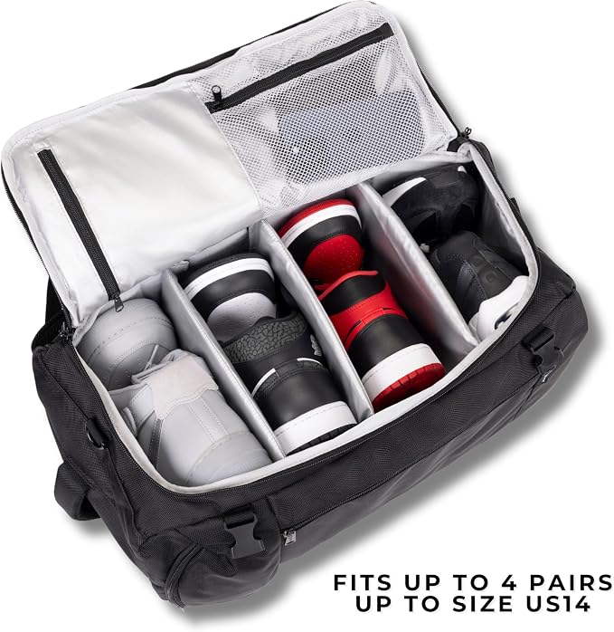 Athletico SneakerBox - Premium Sneaker Travel Duffel Bag/Backpack - For Shoes, Clothes, and Gym (Black) - Image 3