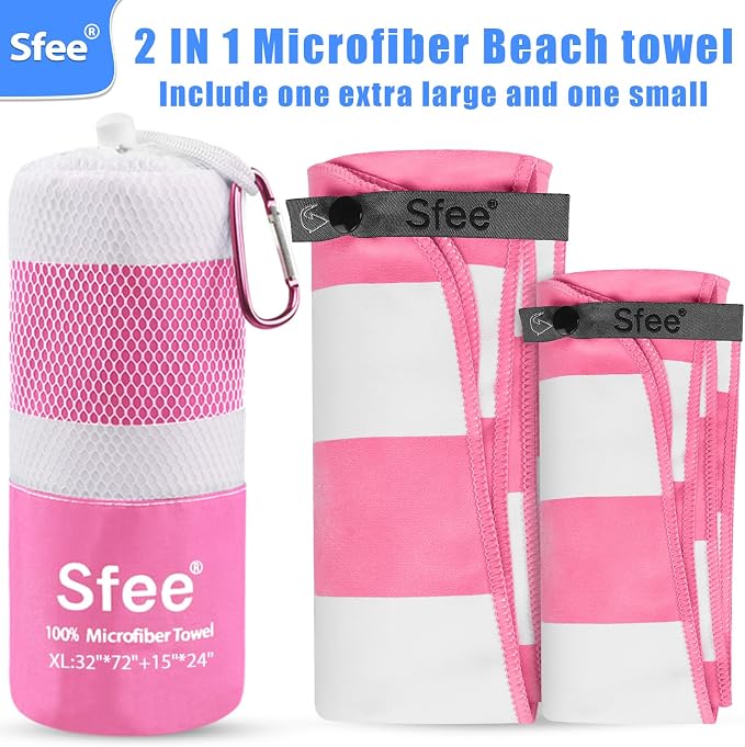 Sfee 2 in 1 Microfiber Oversized Beach Towel, Quick Dry Towel Travel Towel Camping Towel Super Absorbent Compact Lightweight Sports Gym Towels for Beach,Gym, Hiking, Pool, Backpacking, Bath, Yoga - Image 5