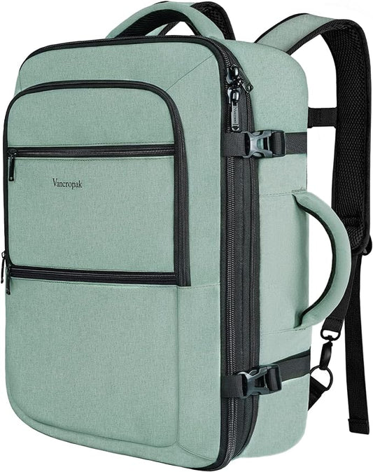 Vancropak Travel Bag, 40L Expandable Carry on Backpack for Airline Approved | Hidden Shoulder Strap, Business Backpack for Men, Overnight Lightweight Carry on Luggage, Water Resistant Suitcase Daypack by Vancropak