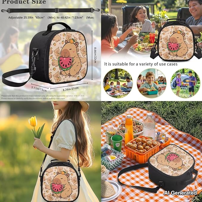 Capybara Backpack for Girls Cute Animal Eat Watermelon Backpack and Lunch Box for Girls Boys School Bag Set 4-in-1, Lightweight 17" Kids Bookbag Ages 8-10 10-12 Teens Daypack Purse - Image 5