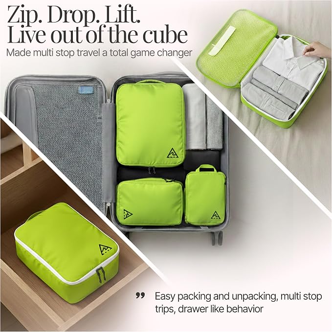 4-Piece Luxury Compression Packing Cubes & Bags for Travel – Maximize Space in Luggage with HybridMax Double-Capacity Design, 50 Luggage Tags, Patented Suitcase Organizer Bags, Lifetime Satisfaction - Image 4