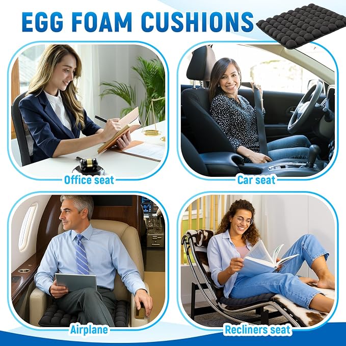 2 Pack Inflatable Travel Seat Cushion with Air Pump Storage Bags 64 Bubbles Upgrade Ergonomic Pressure Relief Airplane Seat Cushion for Long Flights Office Car Portable Lightweight Comfort Cushions - Image 5
