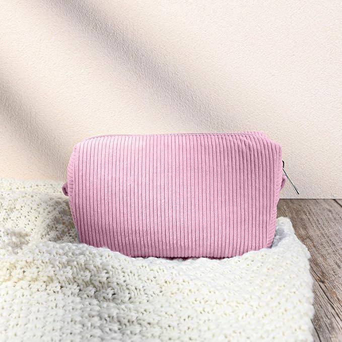 SOIDRAM 6PCS Bridesmaid Proposal Gifts Corduroy Pink makeup bag bulk for Wedding Party Favors Bachelorette party decorations Toiletry Organizer Bag Cosmetic Case Gift - Image 7