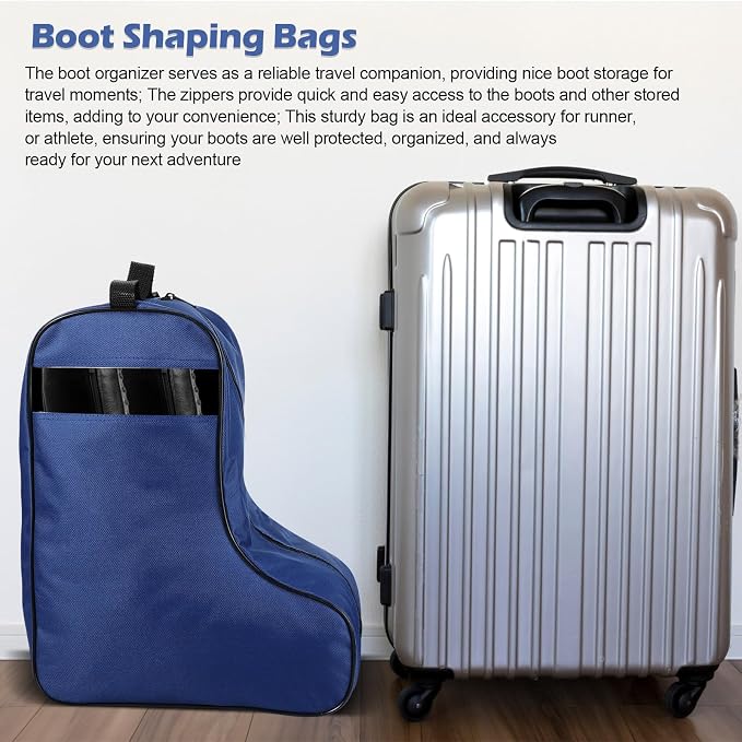 1 Pc Boot Bags for Cowboy Boots Portable Storage Bag for Travel Long Tube Shoes Bags Men Tall Shoe with Handle for Home (Dark Blue) - Image 5