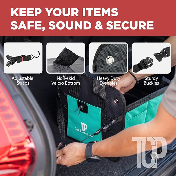 Teal Car Trunk Organizer for SUV & Auto Cargo Storage, Large | Fits Cars, SUVs & Trucks Reduces Trunk Clutter Keeps Items Within Reach Great for Shopping Easy Storage Car Accessories - Image 8