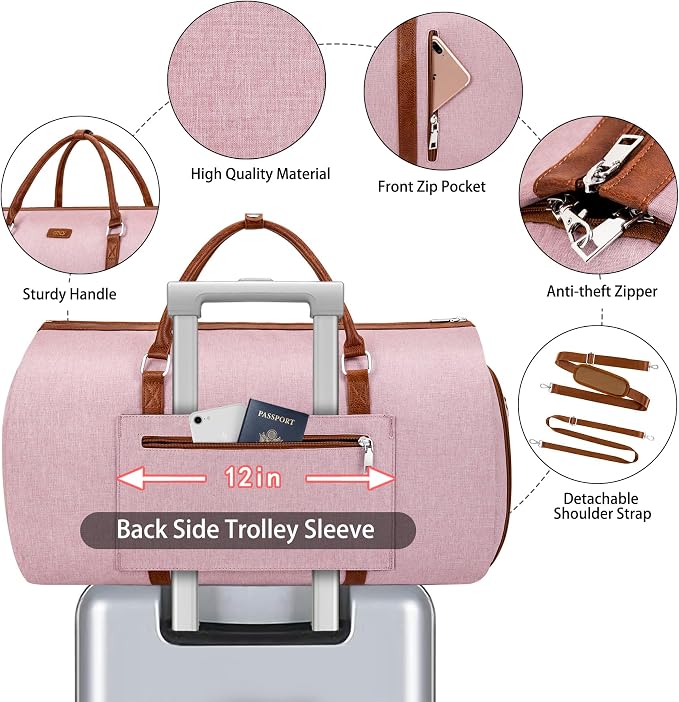 Convertible 2-in-1 Garment Bags for Travel, Carry On Garment Duffle Bag With Shoe Compartment Large Weekender Bag for Women Men Hanging Suitcase Suit Travel Duffel Overnight Bags 4pcs Set - Image 4