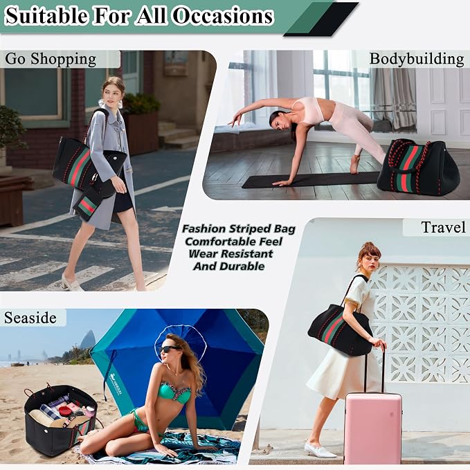 QOGiR Neoprene Multipurpose Beach Bag Tote with Inner Zipper Pocket … … … … - Image 8