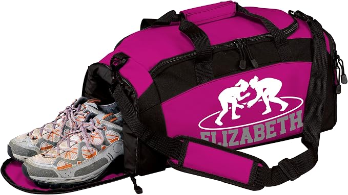 Personalized Wrestling Duffel Bag with Shoe Compartment – Custom Name Wrestling Gear Bag – Athlete Gym Bag for Boys & Girls – Team Travel Sports Duffel with Separate Shoe Pocket by all+about+me+company