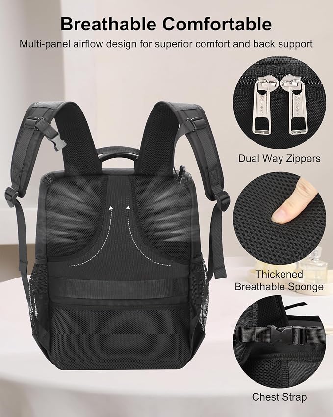 Relavel Barber Bag, Hair Tools Travel Bag, Barber Cases for Clippers and Supplies, Hairstylist Backpack Cosmetology Case with 2 Clear Bags for Hair Cutting Tools, Hair Salon Hairdresser Must Haves - Image 8