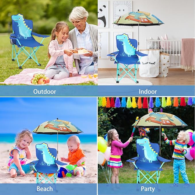 KABOER Kids Outdoor Folding Camping Chair with Cup Holder Carrying Bag | Portable Camping Chair for Beach Picnic Camping Travel Lawn Ages 3-10 - Image 7