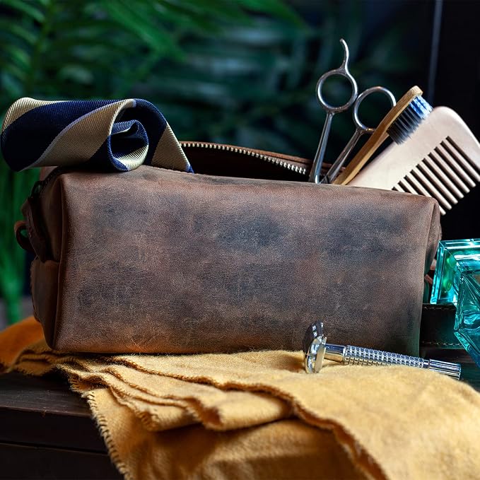 Londo Genuine Leather Travel Toiletry, Makeup, Shaving Organizer Bag - Dopp Kits - Unisex - Image 6