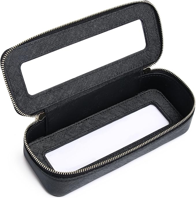 Pinkmik Makeup Brush Bag Slim Clear Makeup Bag Transparent Travel Cosmetic Case & Toiletry Bag with Zipper Small Beatuy Makeup Bag Purse Organizer for Women (Black, SLIM) by Pinkmik