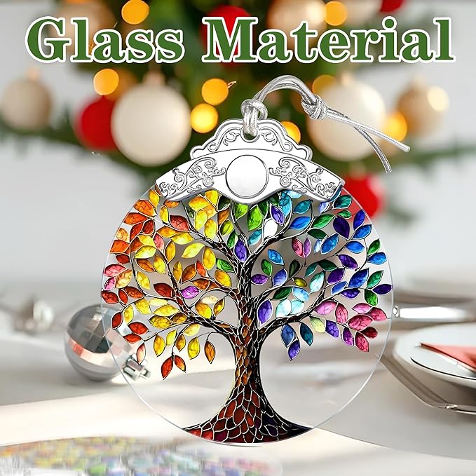 Tree of Life Stained Glass Ornament, Christmas Ornament – Christmas Tree Decor, Holiday Decoration, Stocking Stuffer, Festive Gift Idea, Gifts for Mom, Friend, and Family