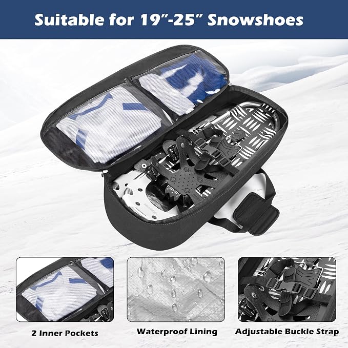 DSLEAF Snow Shoes Bag for 19”-25” Snowshoes, Snowshoes Backpack with Pockets for A Pair of Poles and Other Accessories, Easy to Carry with Shoulder Strap and Handle, Bag Only - Image 2