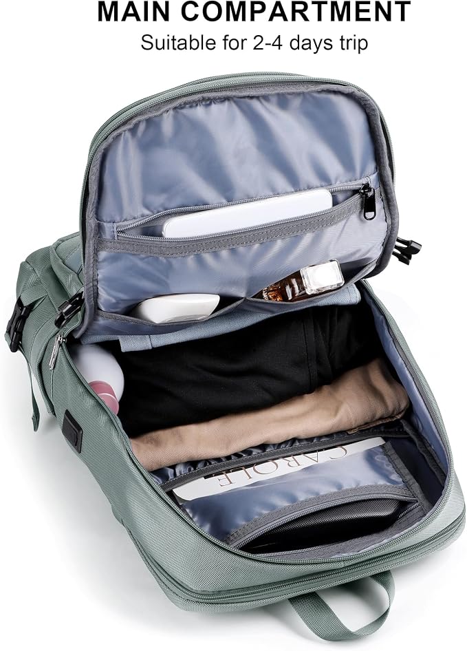 PIJUSHI Casual Travel Backpack for Women with 16" Padded Laptop Compartment | Carry On Luggage with USB Charging Port, 1680D Water-Resistant Nylon, Airline Approved, For Daily, Hiking - Image 7