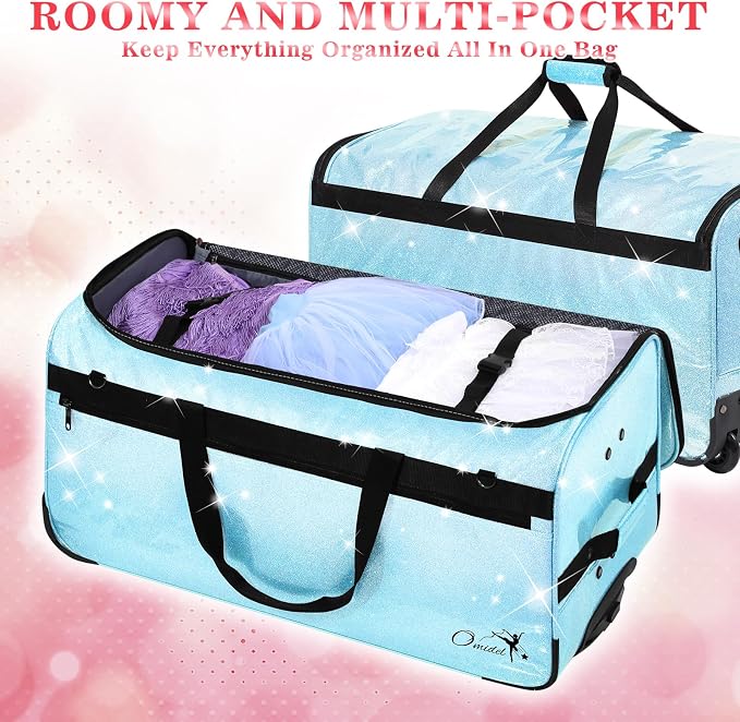 Dance Bag with Garment Rack and Curtain, 23" Rolling Dance Competition Duffle Bag with Garment Rack | Portable Dance Changing Room Suitcase for Dancers Athlete Livestreamer Cheerleaders - Image 4