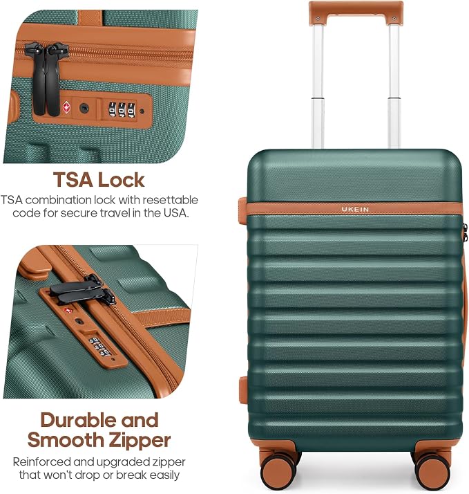 3 Piece Luggage Set, Durable ABS Hardshell Carry On Suitcase Set with Silent Spinner Wheels, YKK Zipper & TSA Lock, Lightweight Large Travel Checked Luggage,20/24/28 Inch - Image 6