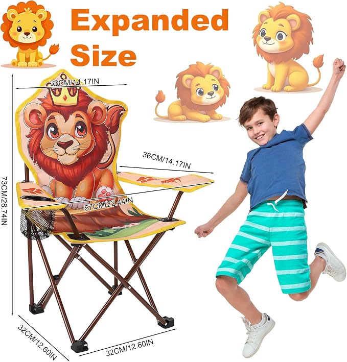 KABOER Kids Outdoor Folding Camping Chair with Cup Holder Carrying Bag | Portable Camping Chair for Beach Picnic Camping Travel Lawn Ages 3-10 - Image 2