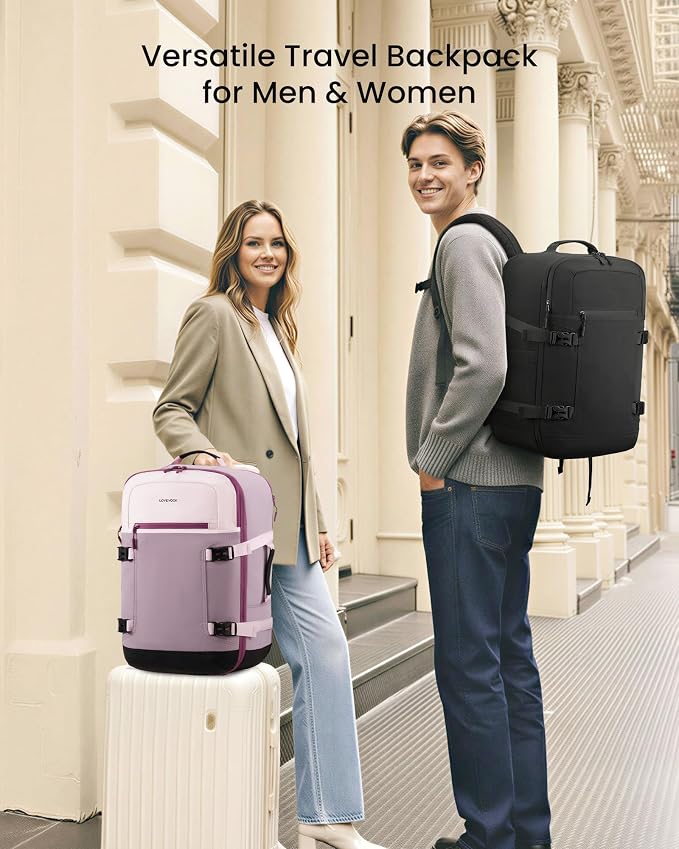 LOVEVOOK 40L Travel Backpack for Women & Men, Airline Approved Carry On Backpack with 3 Packing Cubes, TSA Personal Item Bag, Waterproof Weekender Overnight Backpack Fits 17" Laptop - Image 2