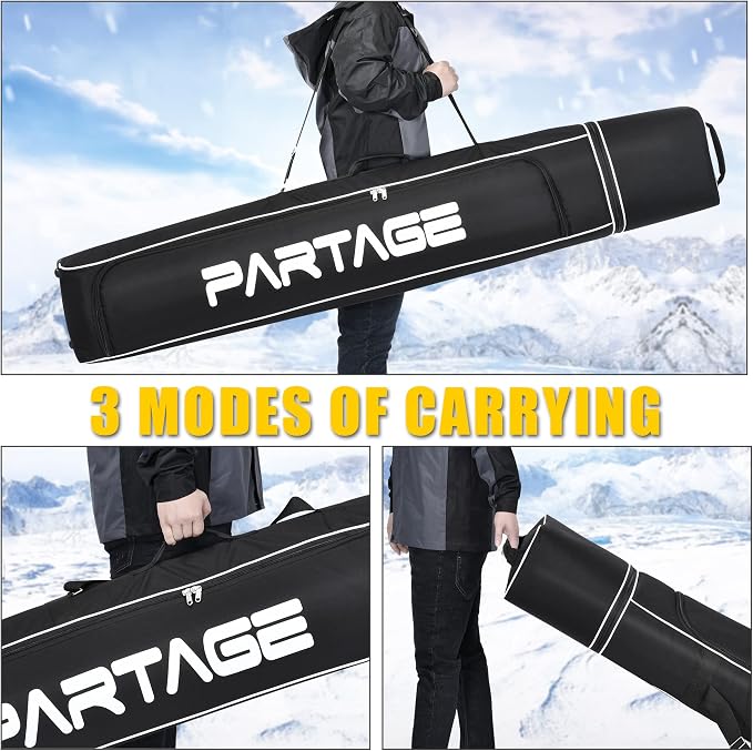 Partage Ski Bag - Ski Bag with Wheels Waterproof Ski Travel Bag Ski Boot Bag 600D Heavy Duty Oxford Fabric - Adjustable Length Up to 200cm Easy to Store and Transport Suitable for Men Women - Image 7