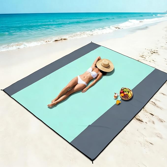 WIWIGO Beach Blanket Waterproof Sandproof Beach Mat 79" X 83"/10'x9'for 2-8 Adults Quick Drying Outdoor Picnic Mat Beach Accessories for Travel, Camping, Hiking - Image 6