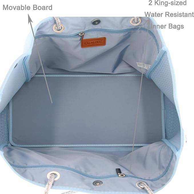QOGiR Neoprene Multipurpose Beach Bag Tote with Inner Zipper Pocket … … … … - Image 6