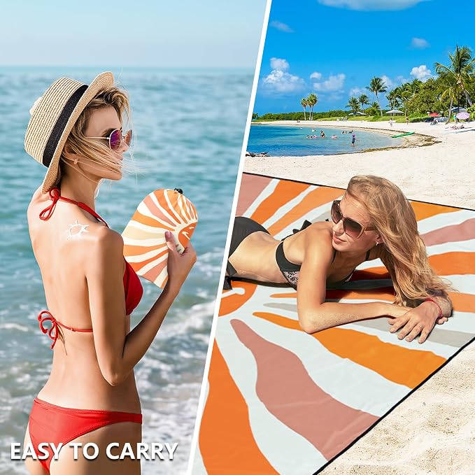 HIHOHO Beach Blanket Waterproof Sandproof Extra Large Beach Mat 79" X 83"/120"x108"for 1-8 Adults Quick Drying Durable Outdoor Picnic Mat for Beach Travel Camping Hiking - Image 4