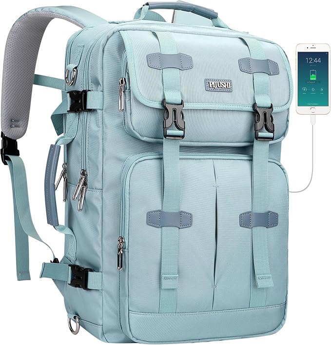 PIJUSHI Travel Backpack for Women, 3-In-1 Convertible Bag with Multi-Pocket | Carry On Luggage Duffle with 16" Laptop Compartment, Anti-Theft Back Pocket, USB Port for Daily, Airport by PIJUSHI