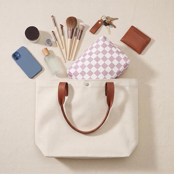 FoldTier 6 Pcs Checkered Makeup Bag Bulk for Women Travel Cosmetic Bag with Zipper Organizer Toiletry Pouch 8.7 x 5.9 x 3.9 Inch Pencil Pouch for Purse Back to School Party Favor - Image 6