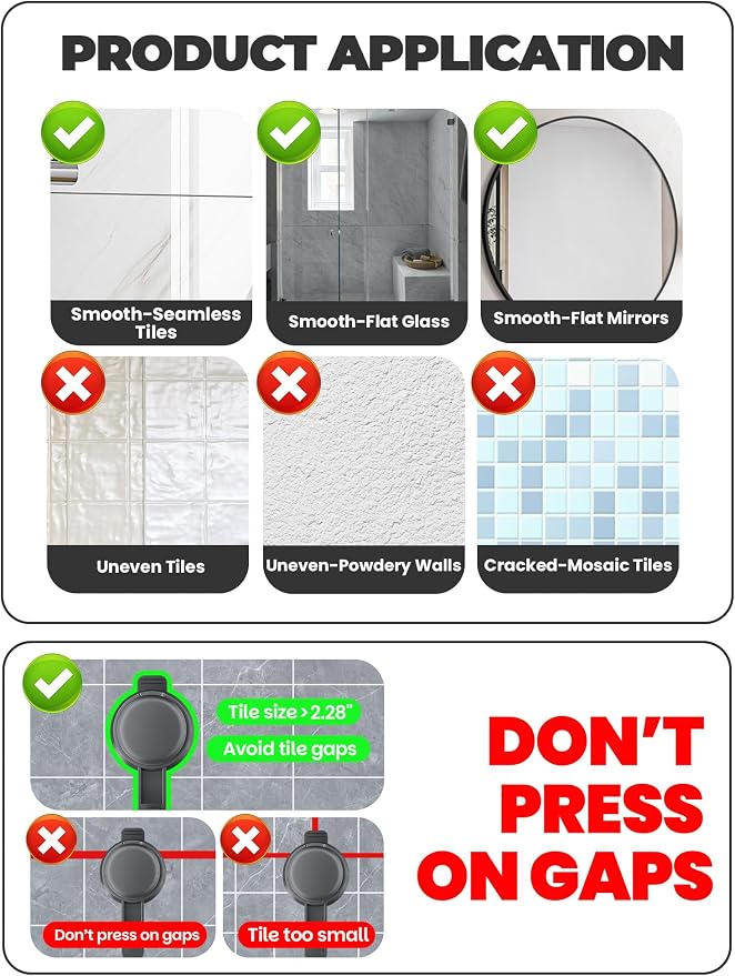 Corner Shower Caddy Suction Cup,Shower Shelves with Hooks,No Drilling Powerful Upgrade Suction Bathroom Corner Organizers and Storage,Removable Waterproof Rustproof Shower Shelf Bathroom Decor - Image 9