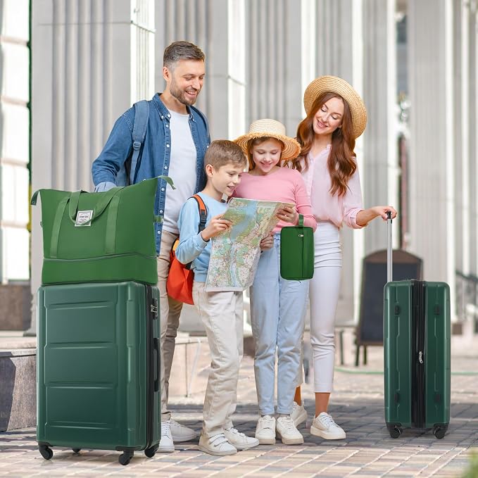 Merax Luggage Sets 2 Piece Suitcase Set, Hardshell 20 IN & 28 IN Suitcase Set with Duffel Bag, Travel Suitcases with Spinner Wheels and TSA Lock(Green) - Image 9