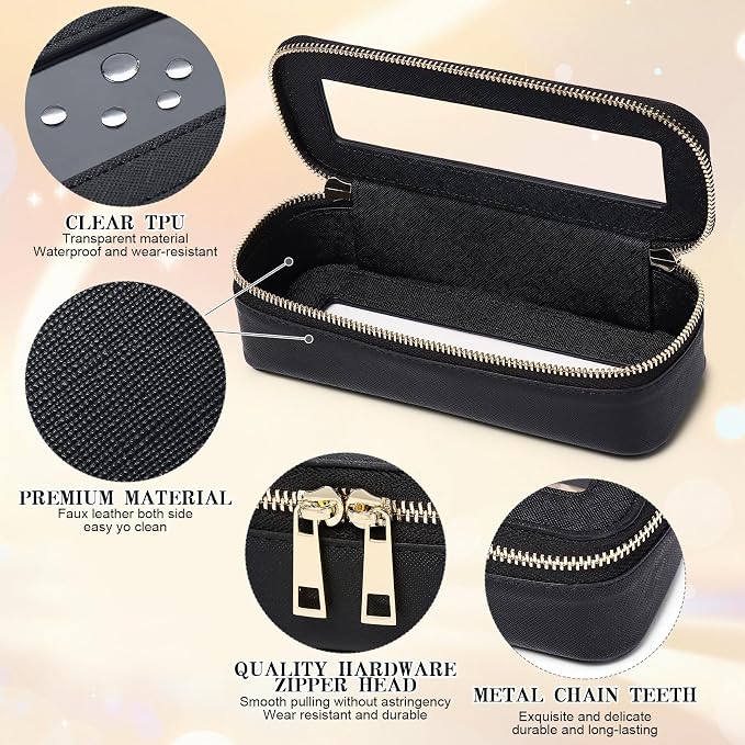 Makeup Brush Case, Black, SLIM | Clear, Waterproof, Travel Cosmetic Case, Travel Brush Holder,Zipper, Purse Organizer - Image 6