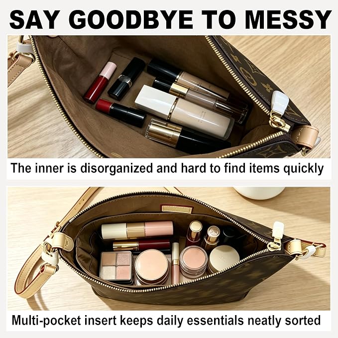 Purse Organizer Insert, Slim Inside Storage Bag In Bag Fit for LV Multipass Handbag Lightweight Inner Liner Bag Insert (Style-01) - Image 5