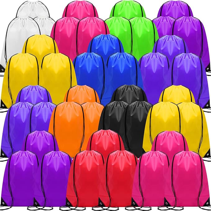 Shappy Drawstring Backpack Bulk Sports Gym Cinch Bag Polyester String Bag for Men Women(10 Colors,100 Pcs) by Shappy