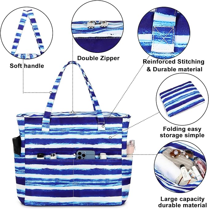 Bluboon Waterproof Beach Tote Pool Bags for Women Ladies Extra Large Carry On Bag With Wet Compartment for Weekender Travel - Image 8
