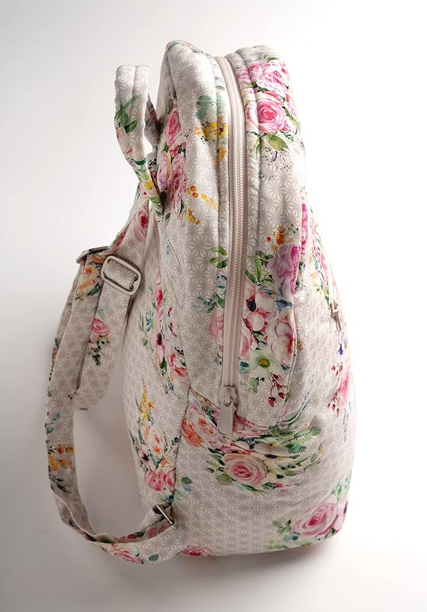 Maison d' Hermine Backpack for Women Men Cotton Shoulder Multipurpose Rucksack with Small Pouch Lightweight Multi Pocket for Travel Work Beach Perfect for Spring Summer (Sweet Rose Lavender) - Image 9