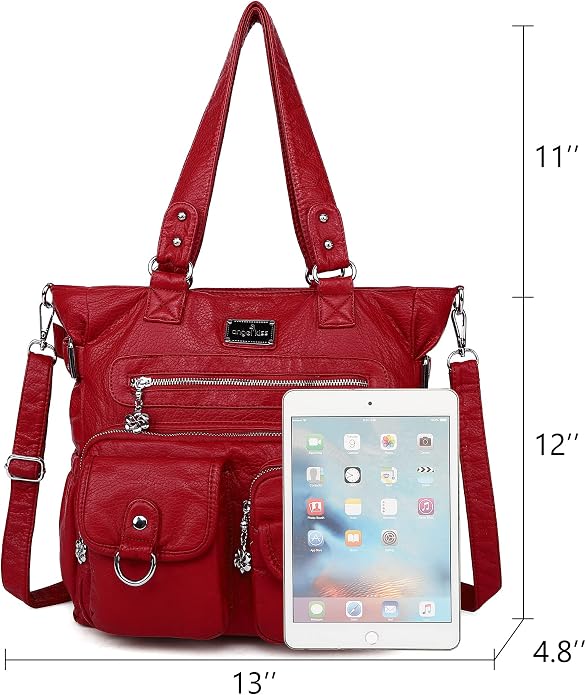 Angelkiss Purses Handbags for Women PU Tote Satchel Bags for Women Pockets Shoulder Bags… | PU - Image 4