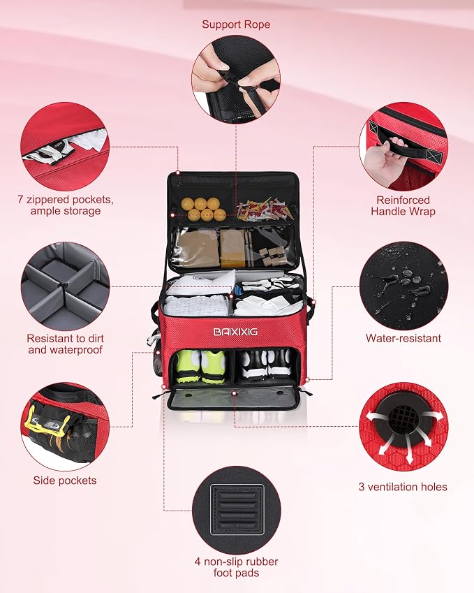 Golf Trunk Organizer, Waterproof Car Golf Locker with Separate Ventilated Compartment for 2 Pair Shoes, Golf Storage for Balls, Tees, Cap, Clothes, Gloves, Accessories, Gifts for Men, Women - Image 3