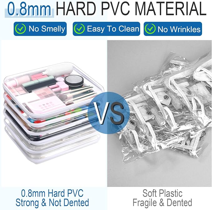 Sanwuta 6 Pcs Clear Hard Zipper Case Plastic Zipper Pouches Transparent Makeup Bag Pencil Case Pouches Toiletry Diaper Bag for Travel Toy Storage Organizer Bins(White,13.78 x 11.81 x 2 Inch) - Image 4