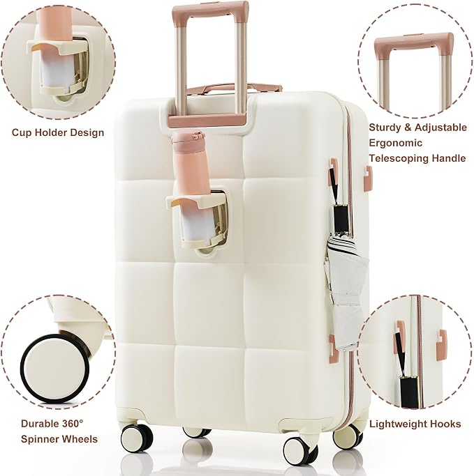 Luggage Sets 4 Piece, Hardside Suit case with TSA Lock and Cup Holder - Image 3