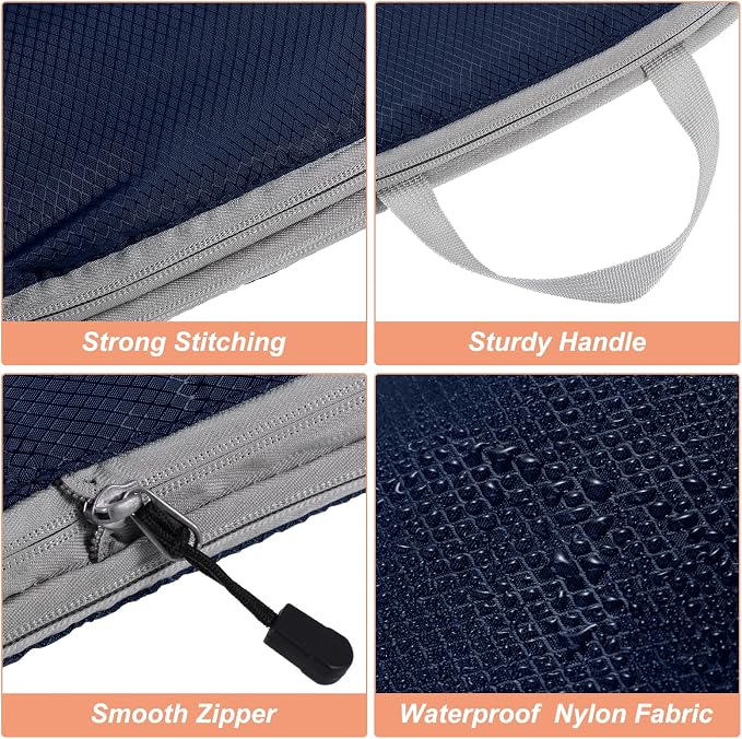 PATIKIL Compression Packing Cube for Travel, 5 Set Waterproof Travel Packing Cube Compression Nylon Luggage Organizer Bags Shoe Bag for Suitcases Backpack, Navy Blue - Image 3