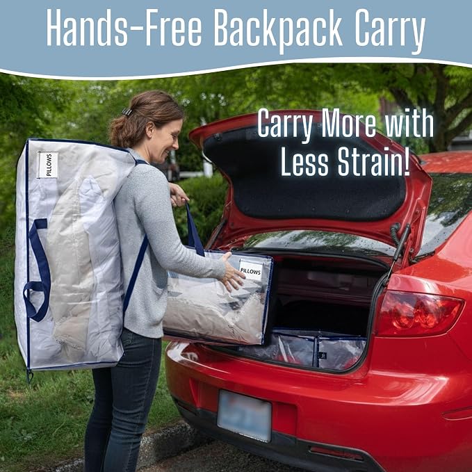 VENO 2 Pack Heavy Duty Moving Bags with Backpack Straps, Zippers & Handles, Extra Large Packing Bags for College Dorm Essentials, Moving Supplies Alternative to Cardboard Moving Boxes - Image 4