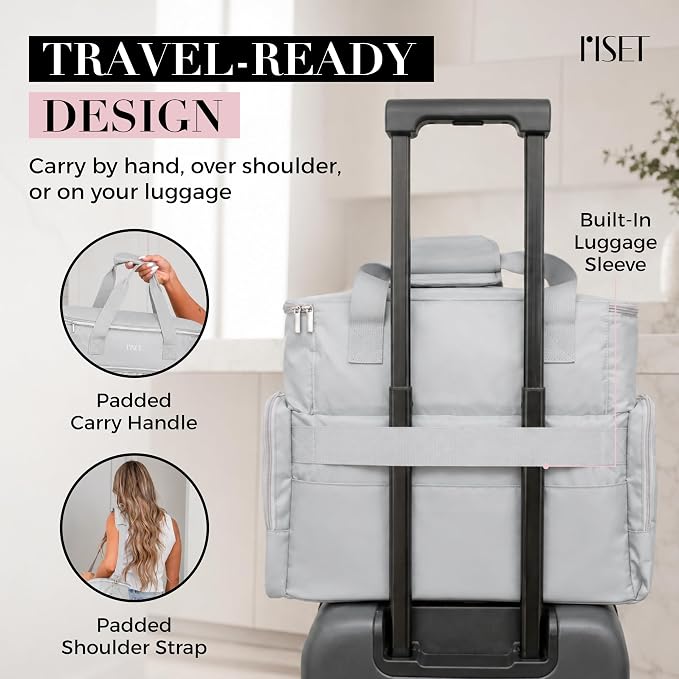 Nail Polish Organizer Case - Structured Spill-Proof Travel Bag with Reinforced Stitching, Strong Zippers, Removable Dividers - Extra Large Manicurist Storage Box in Luxury Gift-Ready Packaging - Gray - Image 6