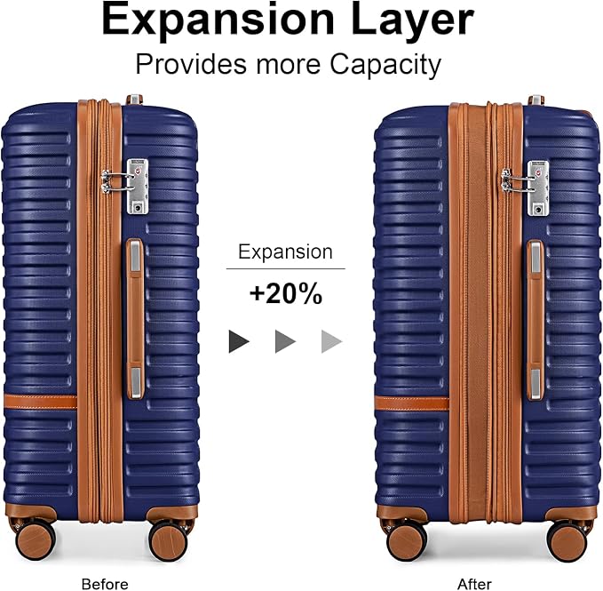 Joyway Luggage Set 3 Piece Suitcase Sets with Spinner Wheel,Hardside Expandable Travel Laggage with TSA Lock (20/24/28 Navy Brown NEW - Image 3